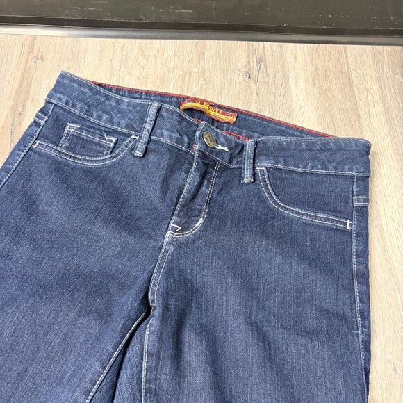 2 BW/U Dark Wash Skinny Jeans Contrast Stitch Stretch Low Rise Size 9 - Picture 4 of 11